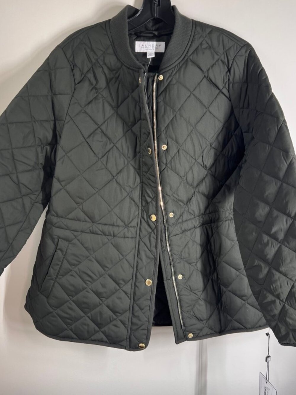 Laundry by Shelli Segal Women's Quilted Bomber Jacket Moss Green Size L - NWT